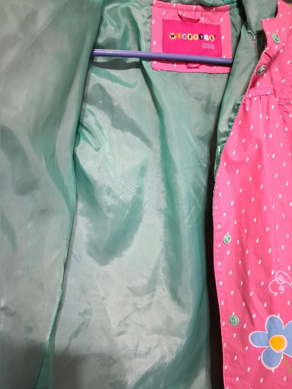Wippette Kids Girls 4T Pink Polka Dot Vinyl Butterfly Applique Hooded Raincoat